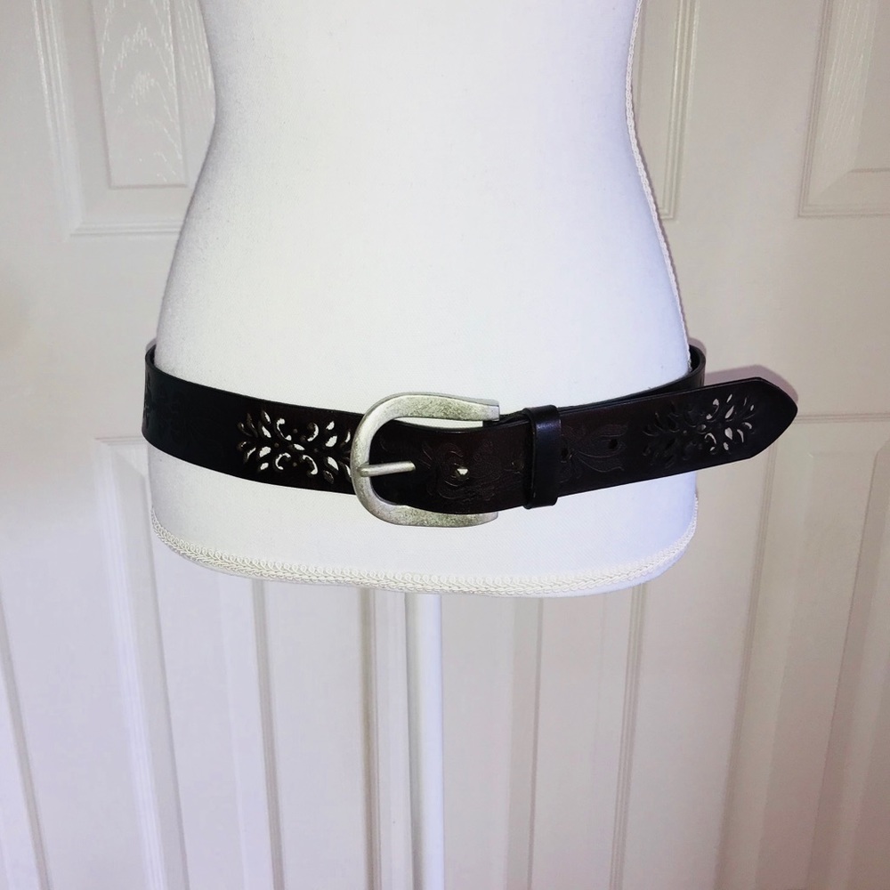 Ornate Dark Brown/Silver Belt